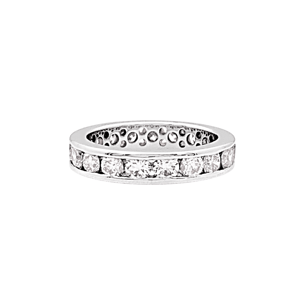 Bague alliance tour complet diamants, or blanc. 2