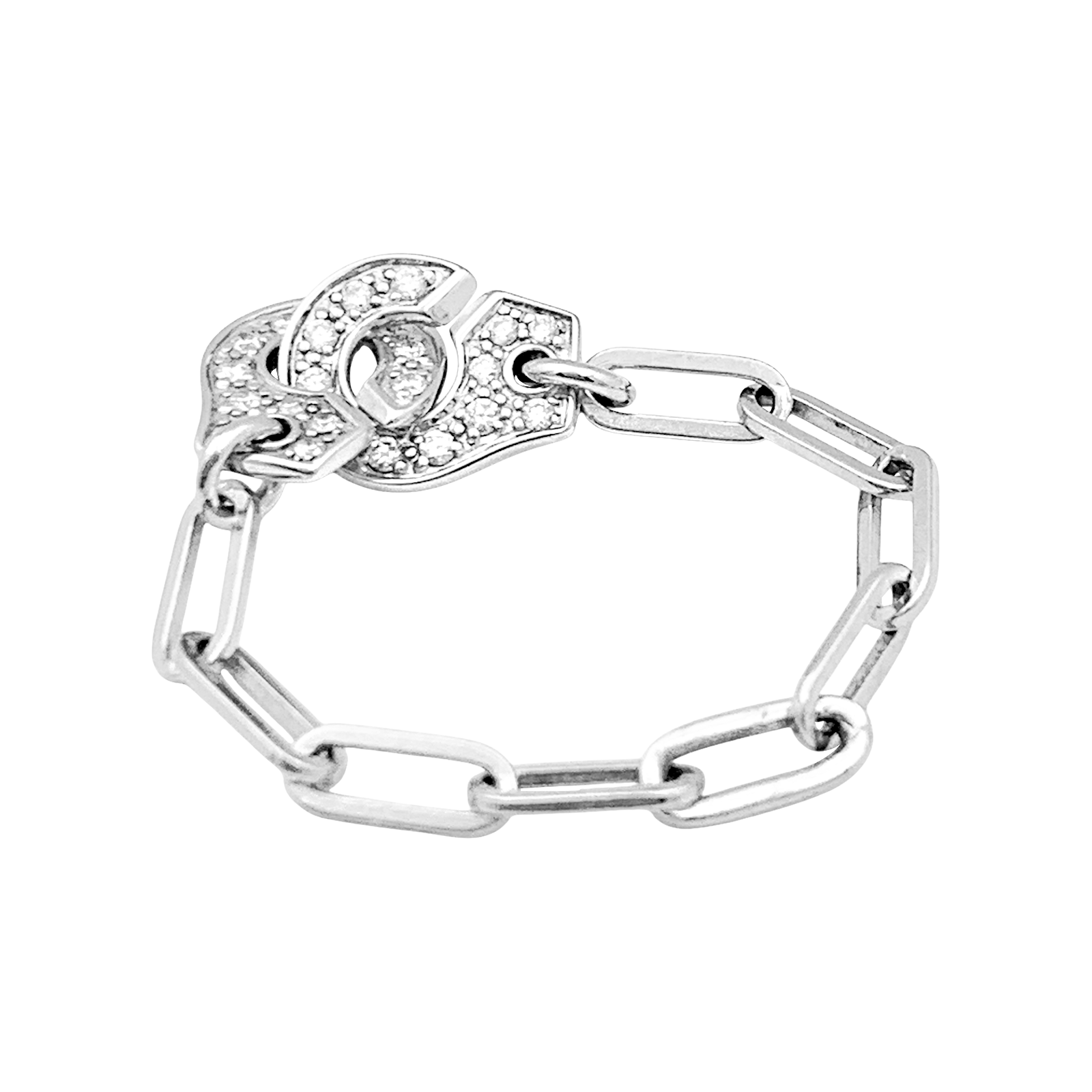 Bague Dinh Van, "Menottes R7.5", or blanc, diamants. 2