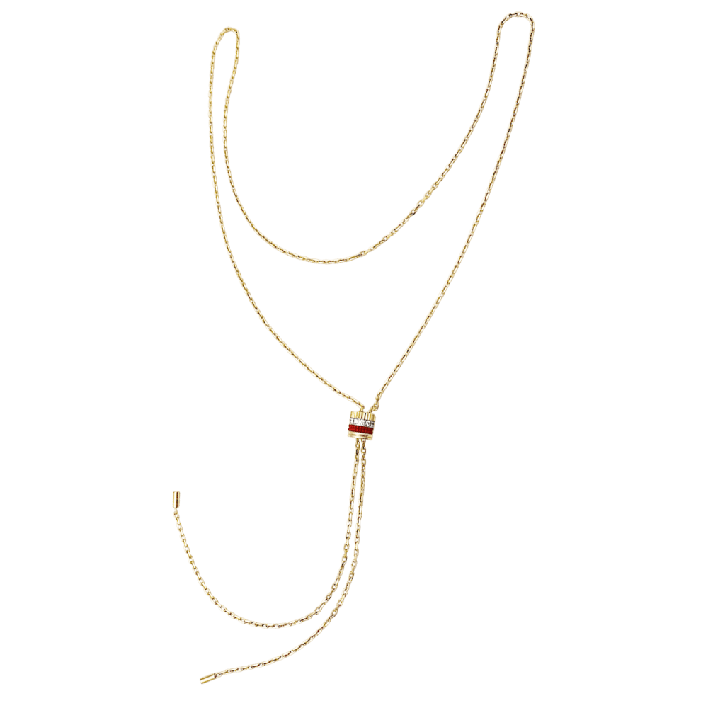 Collier Boucheron « Cravate Quatre Red Edition », 3 ors, céramique rouge, diamants. Petit modèle.  3