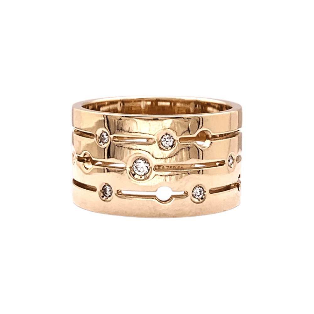 Bague Dinh Van, "Pulse", or rose et diamants.  2