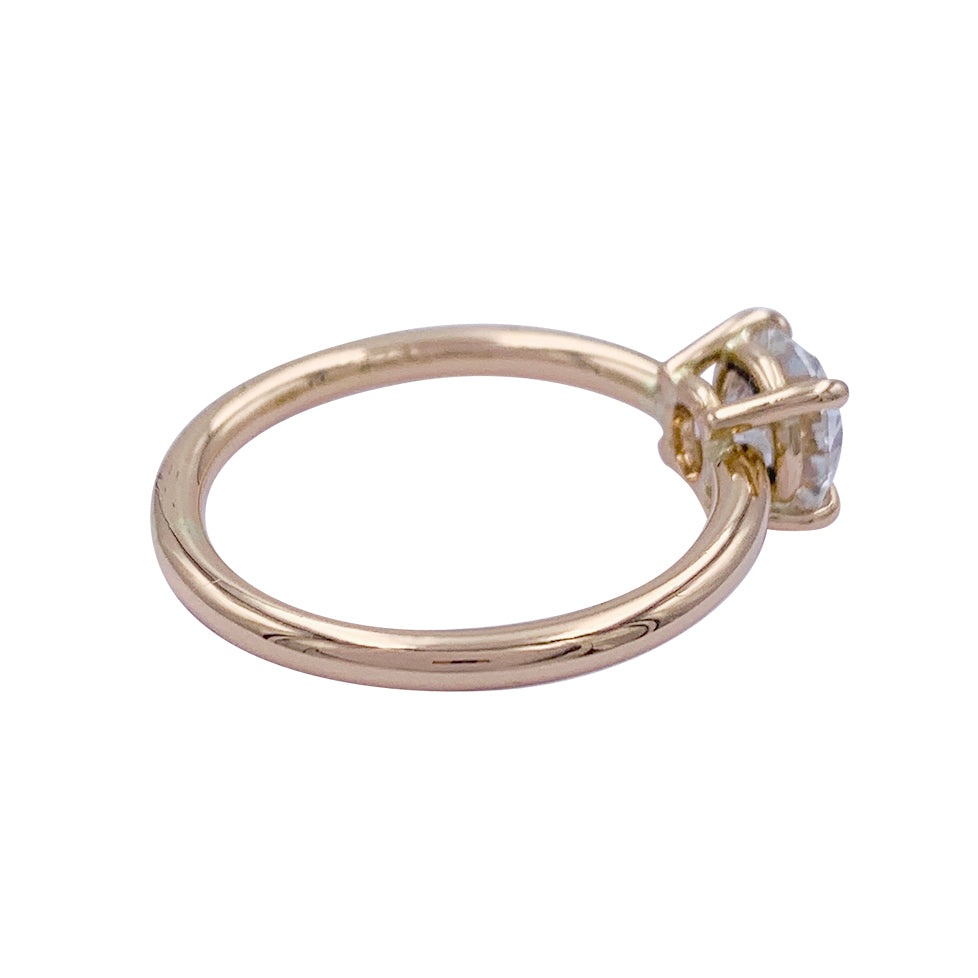 Bague solitaire en or rose, diamant 1 carat. 2