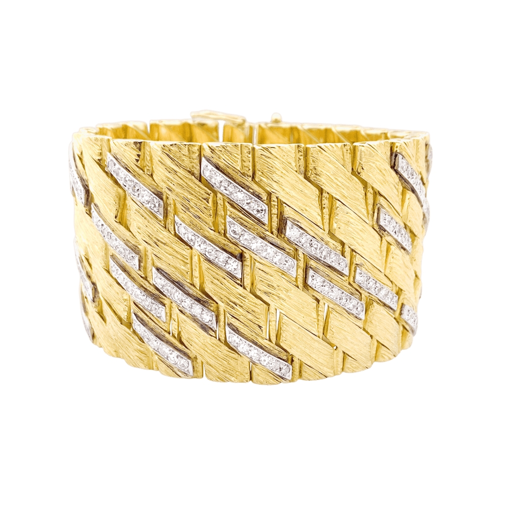 Bracelet Sterlé Paris, or jaune, platine, diamants. 1