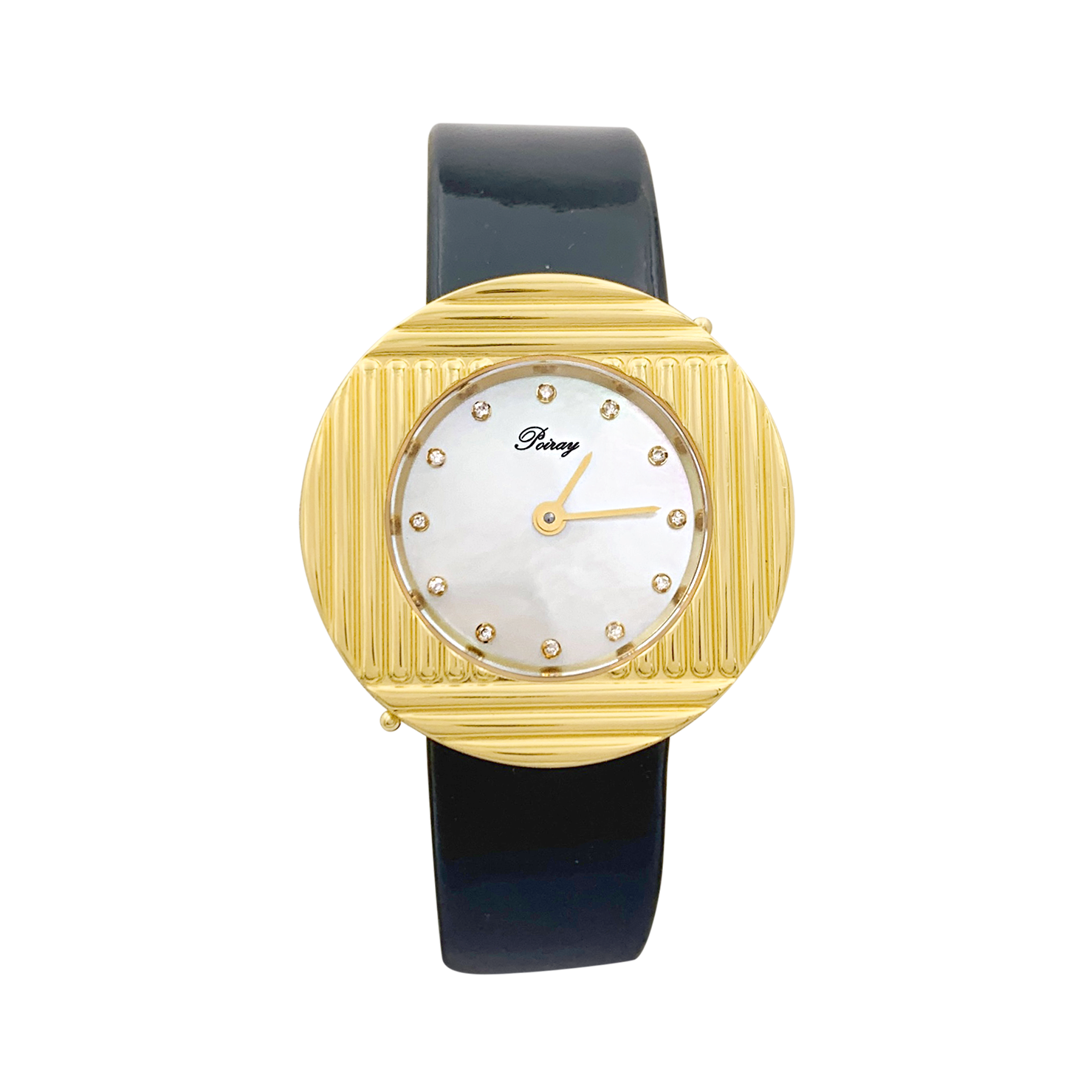 Montre Poiray "Ma Seconde" acier, or, cuir, nacre, diamants. 5