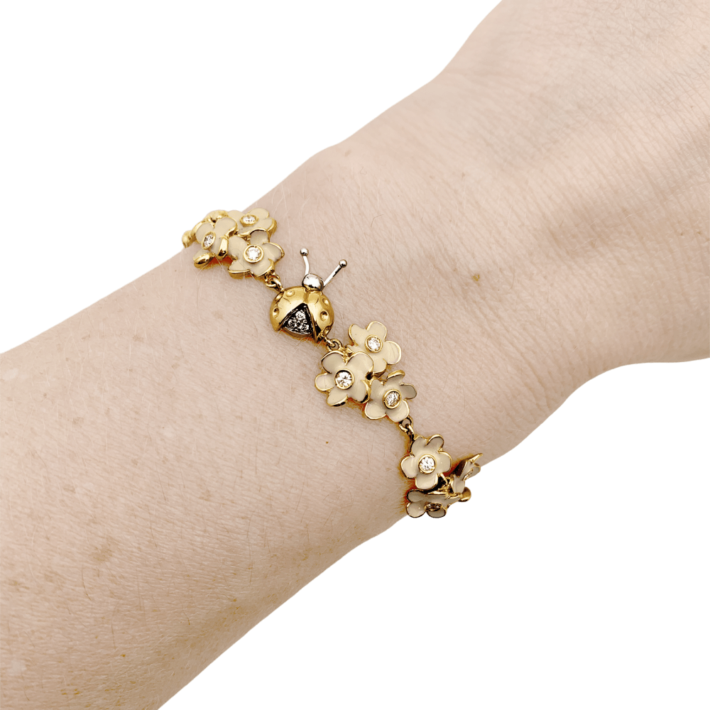 Bracelet Roberto Coin, or rose, diamants, émail.  6