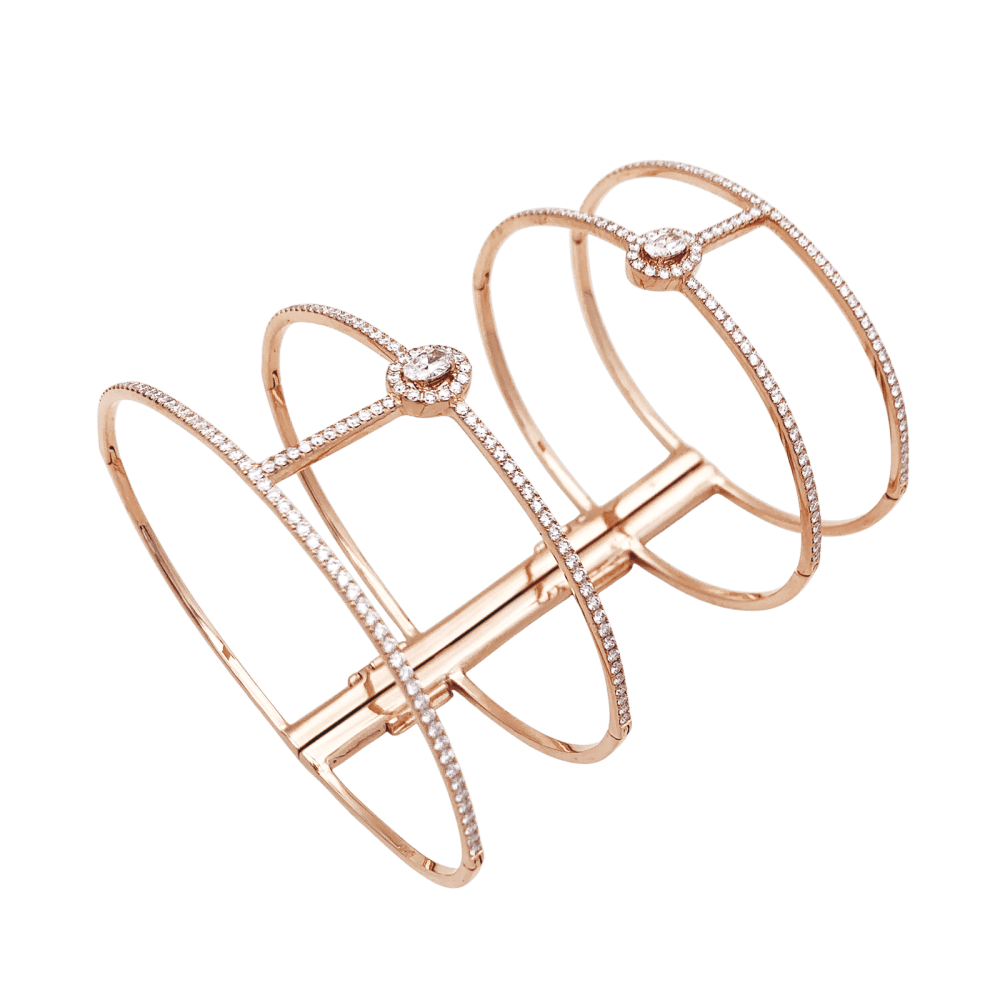 Bracelet Messika, "Glam'Azone", or rose, diamants.  2