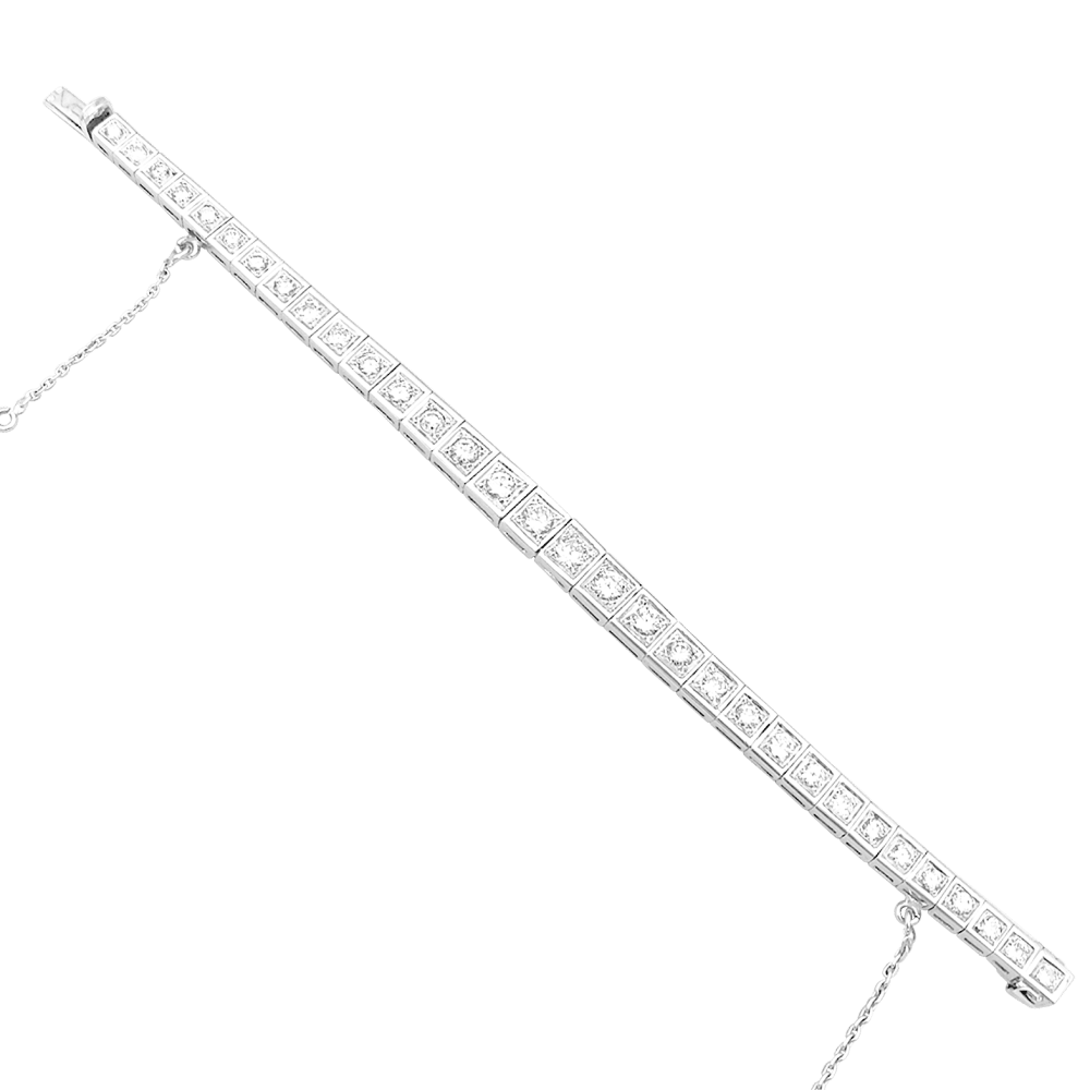 Bracelet ligne en or blanc, 4 carats de diamants. 2