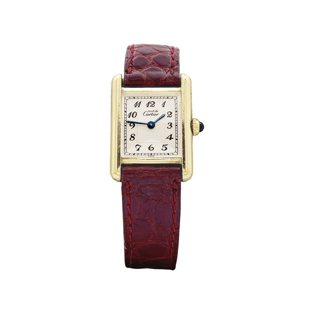 Montre Cartier,"Must de Cartier", vermeil, cuir.  1