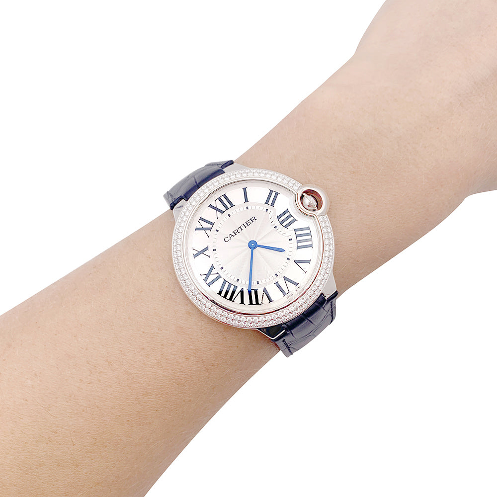 Montre Cartier "Ballon Bleu" or blanc, diamants. 7