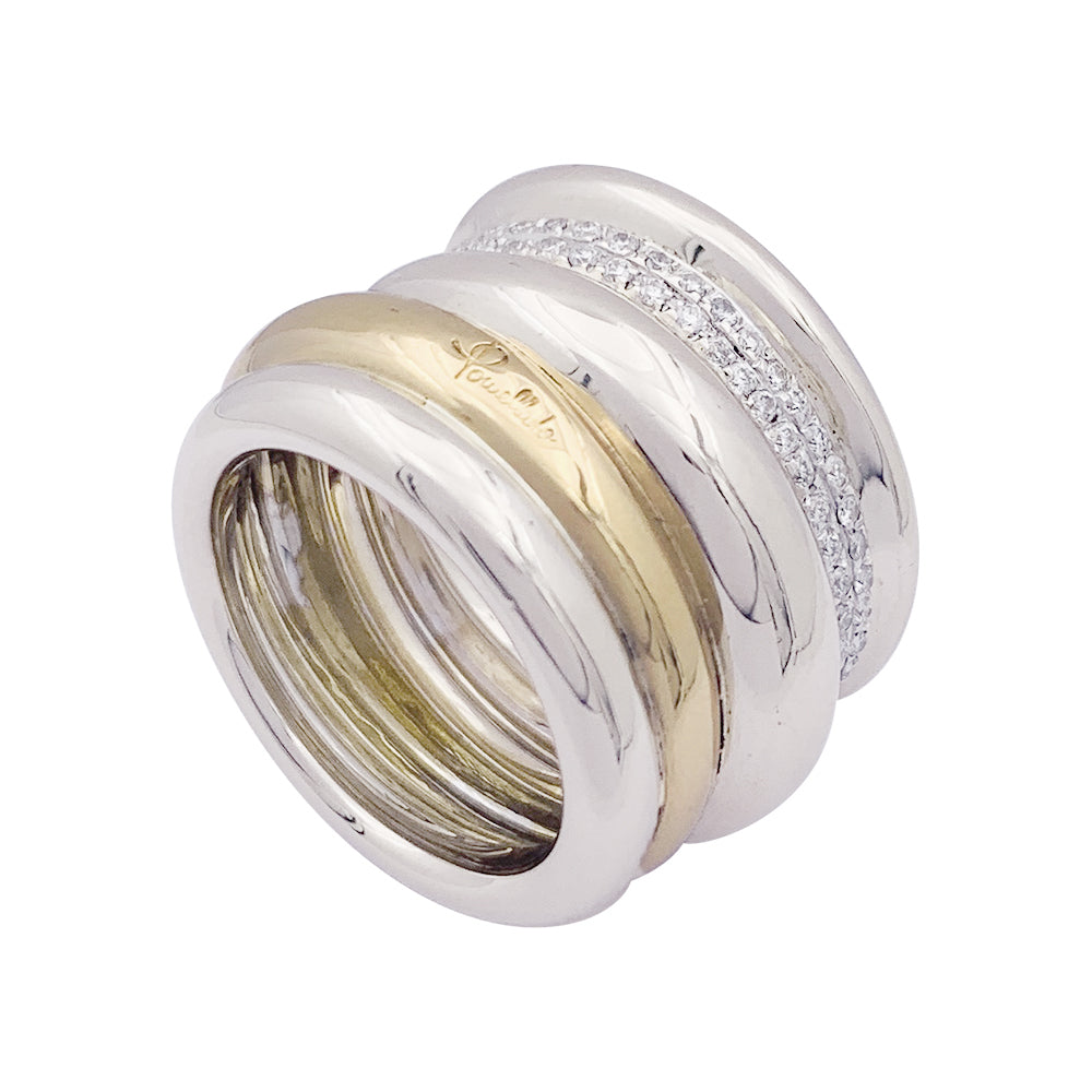 Bague Pomellato, "Tubolare", deux ors et diamants. 3