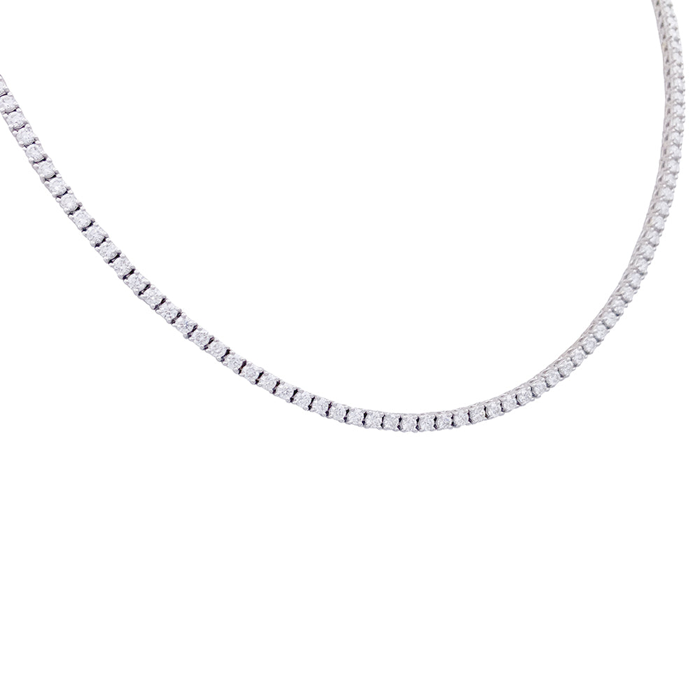 Collier rivière en or blanc, diamants. 3