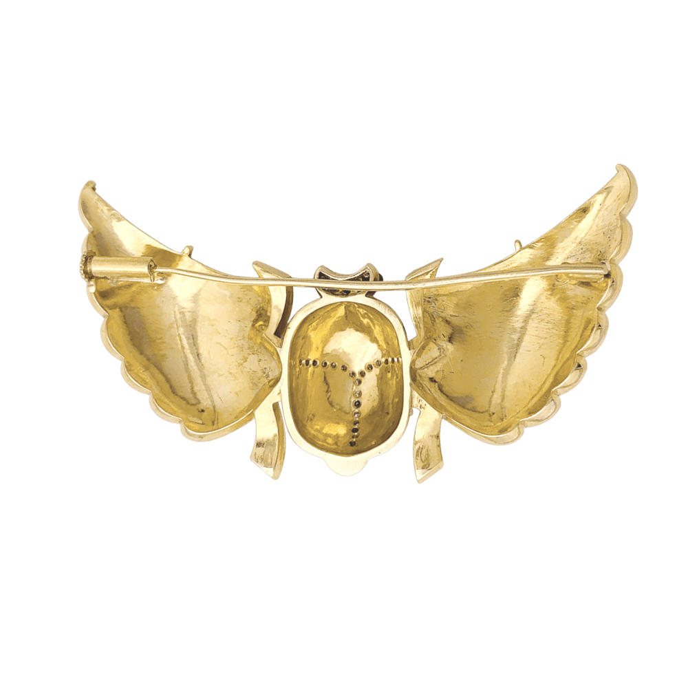 Broche "Scarabée" en or jaune, diamants et rubis.   2