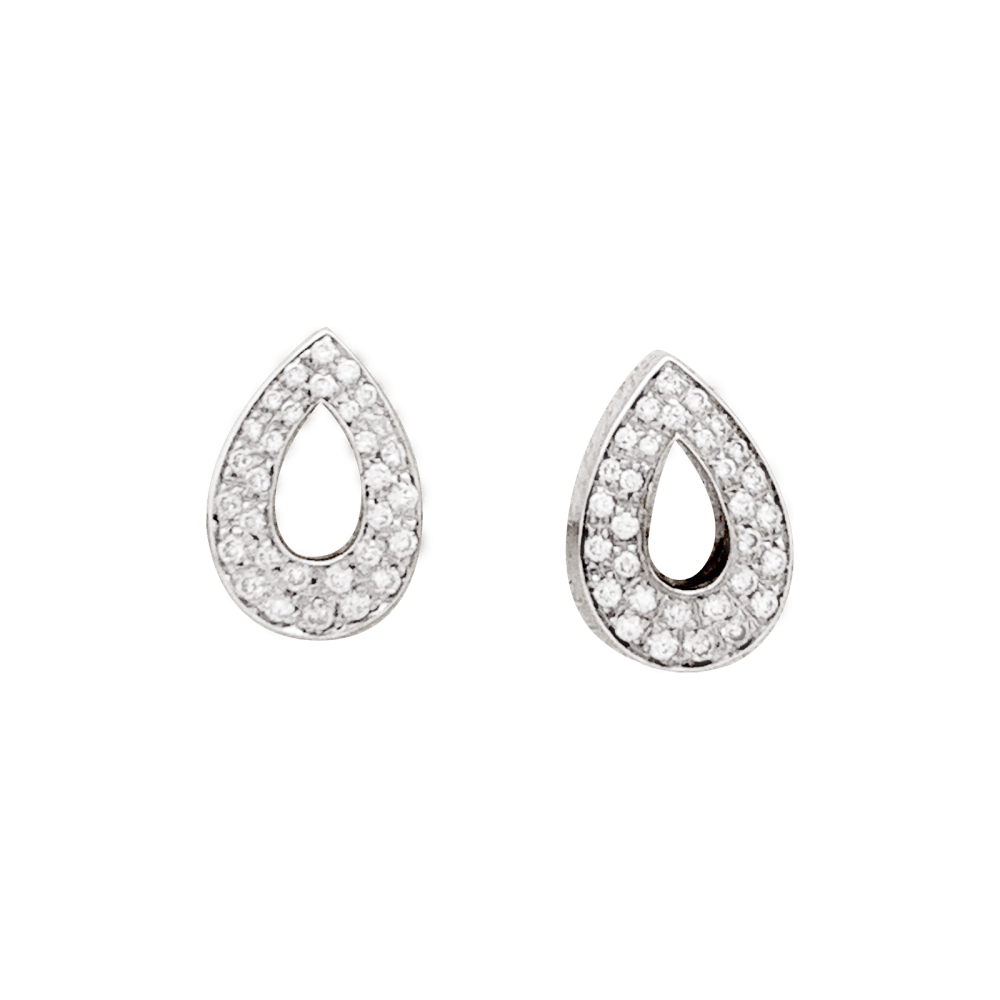 Boucles d'oreilles Piaget, or blanc et diamants.  1