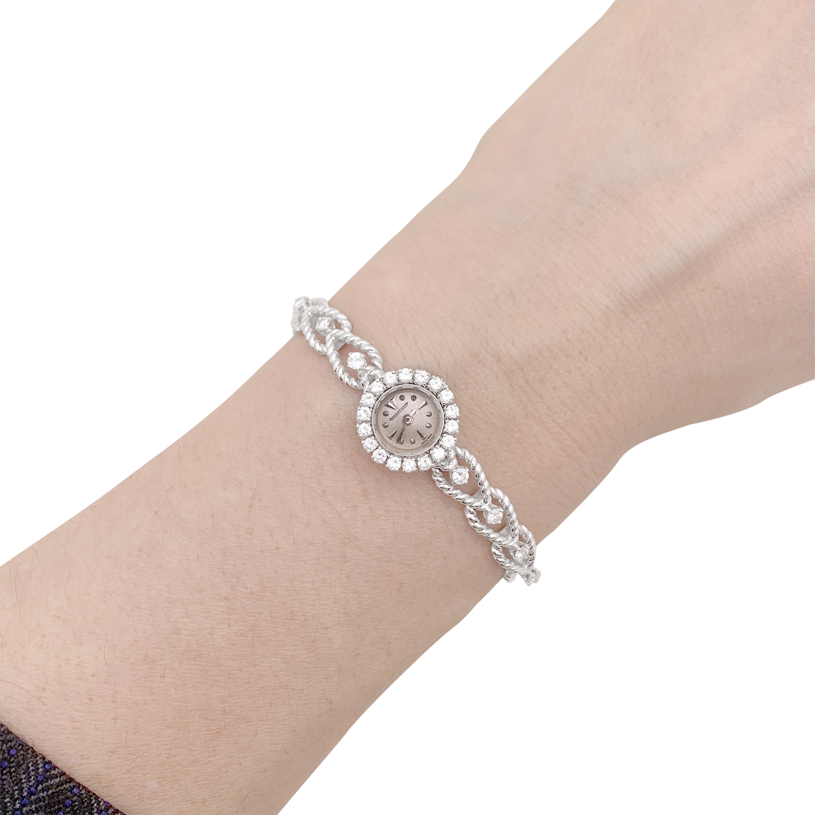 Montre Femme Jaeger-Lecoultre, or blanc, diamants.  5