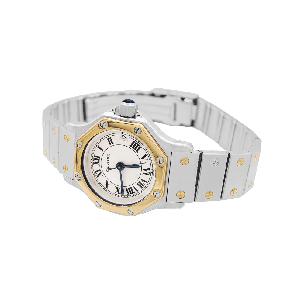 Montre Cartier, "Santos Octogonale", acier et or. 2