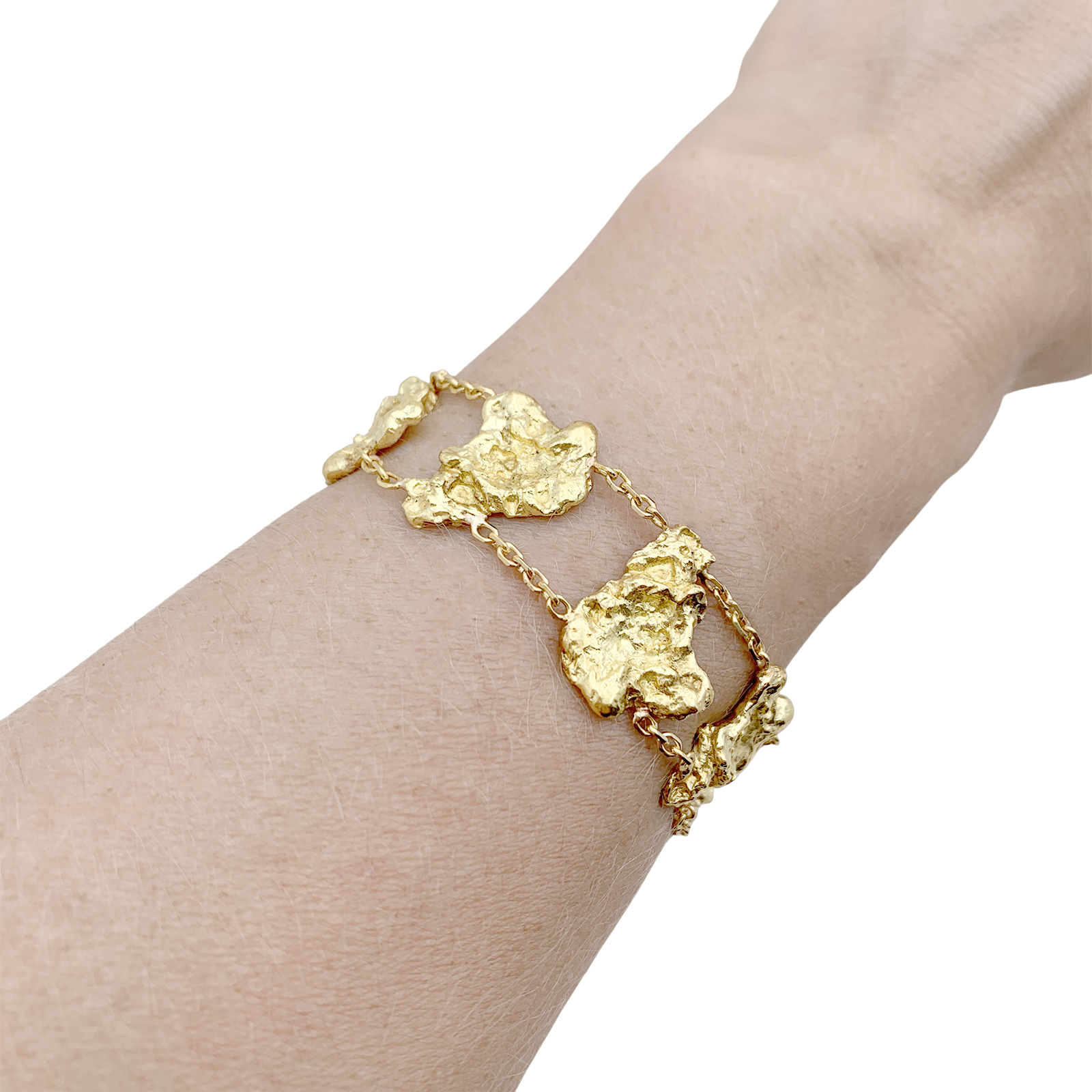 Bracelet vintage maillons style pépite, or jaune. 6