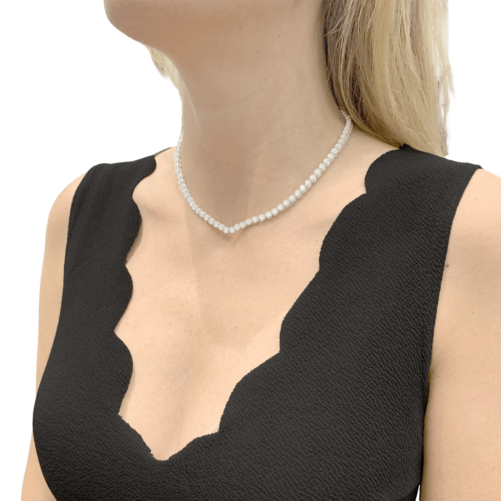 Collier rivière or blanc et diamants. 7