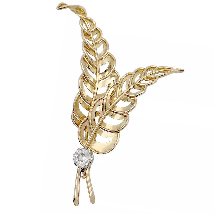 Broche, or rose, platine, diamant. 2