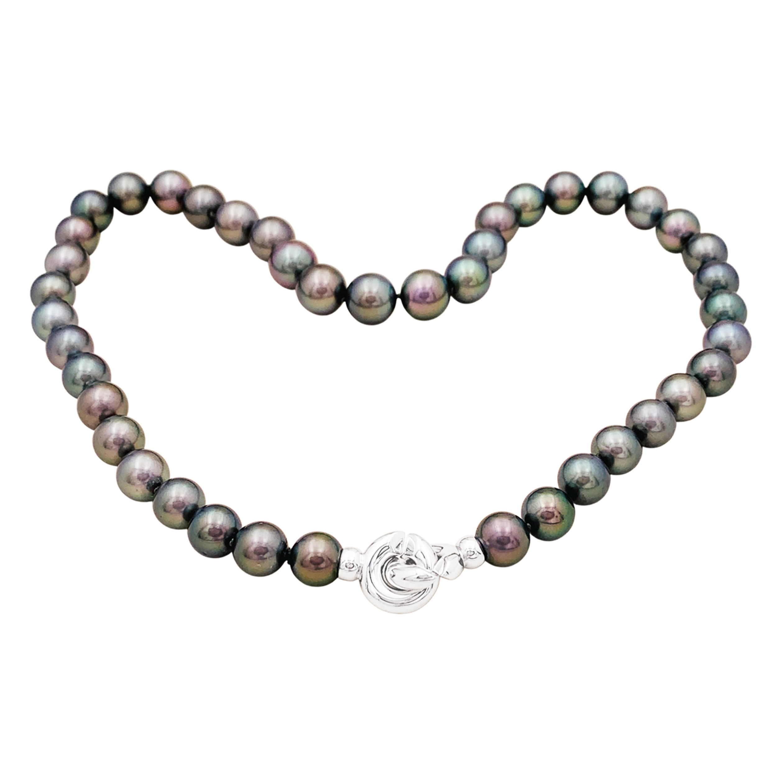 Collier 42 perles de Tahiti, fermoir en or blanc. 4