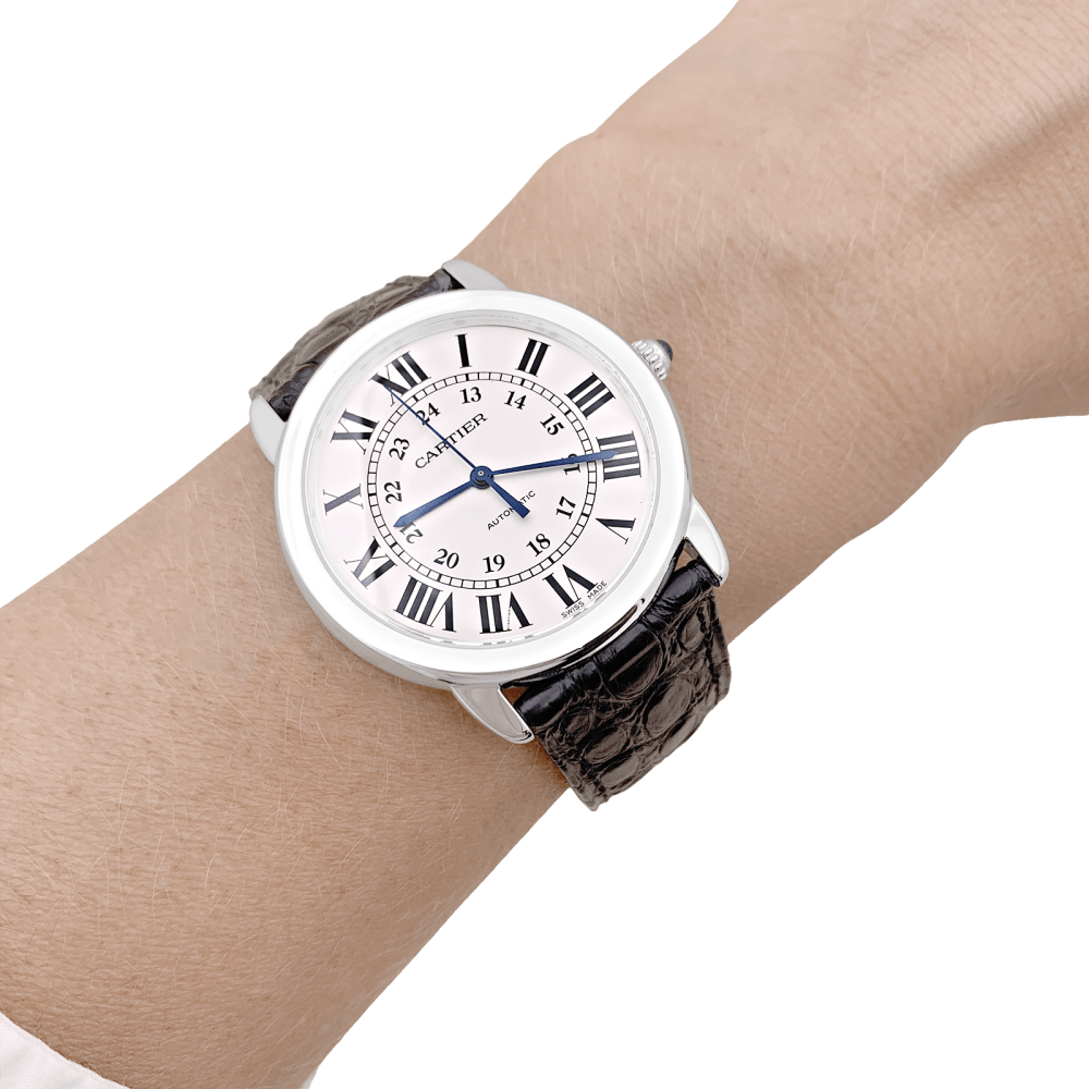 Montre Cartier, "Ronde Solo", acier, cuir.  5