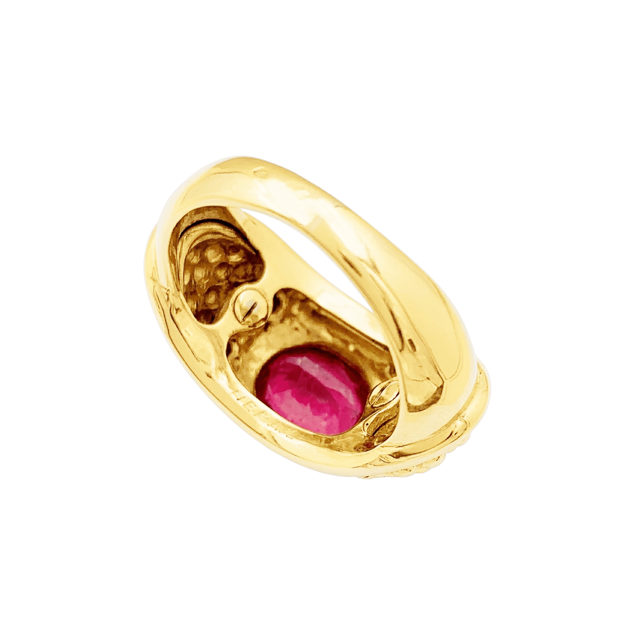 Bague Hérail, "Babul Work", or jaune, tourmaline rose.  4