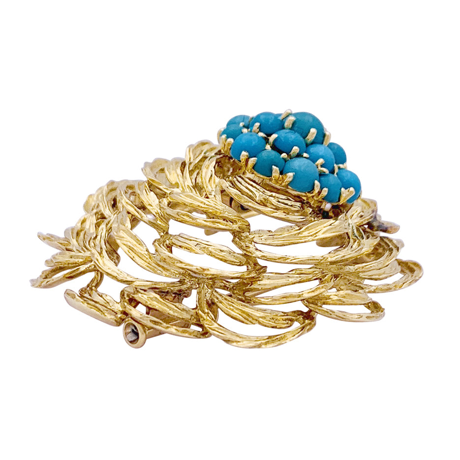 Clip vintage Cartier, or jaune et turquoises. 4
