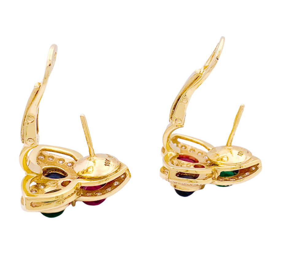 Boucles d'oreille "Tutti Frutti" or jaune, diamants, pierres de couleurs. 3