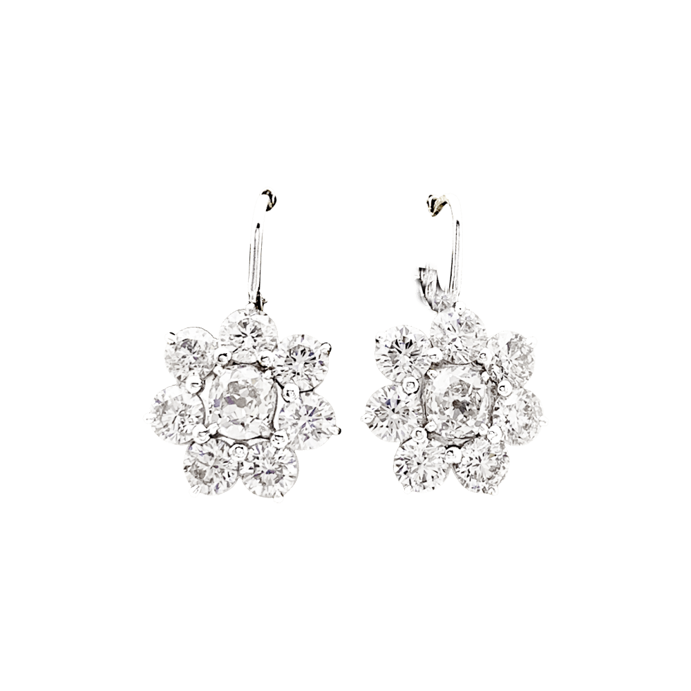 Boucles d'oreilles dormeuses, or blanc et diamants.  6