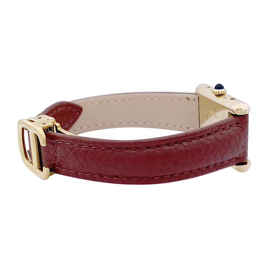 Montre Cartier "Tank Must" argent plaqué or, cadran laqué marron. 4