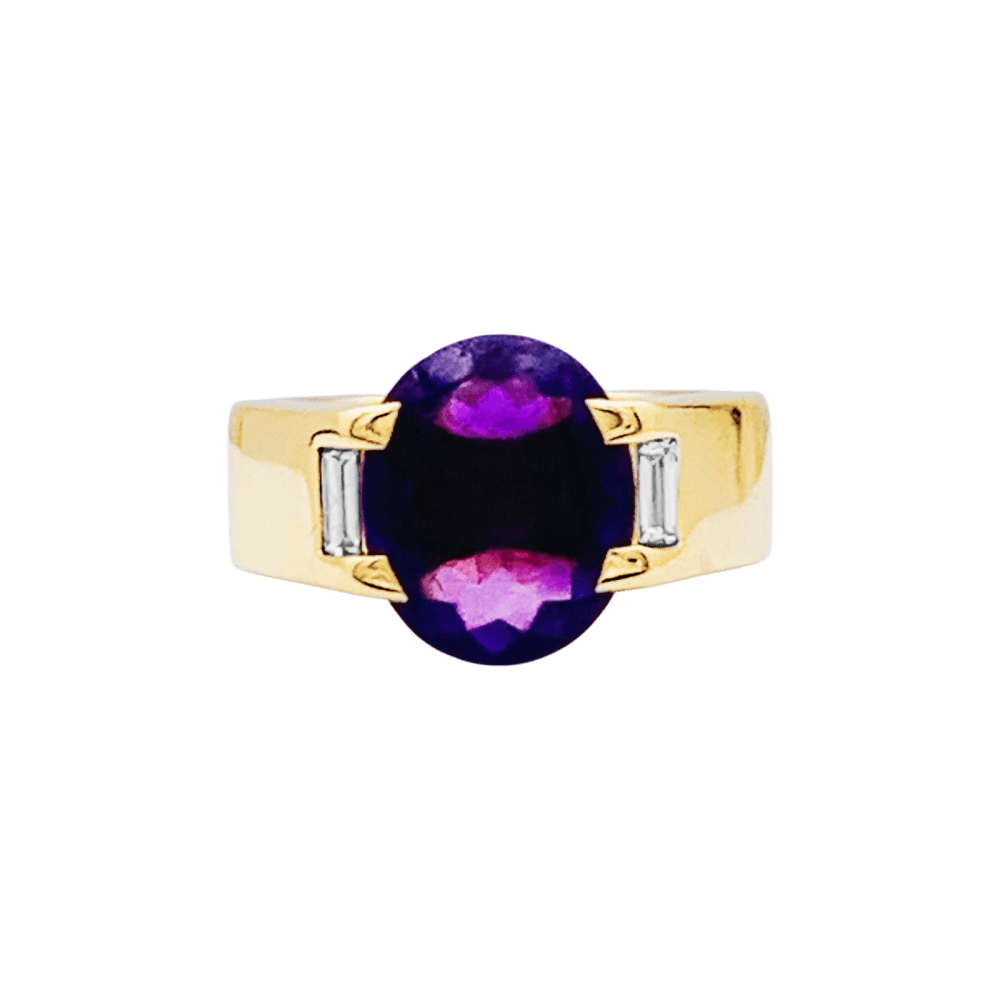 Bague Cartier, or jaune, améthyste et diamants.  1
