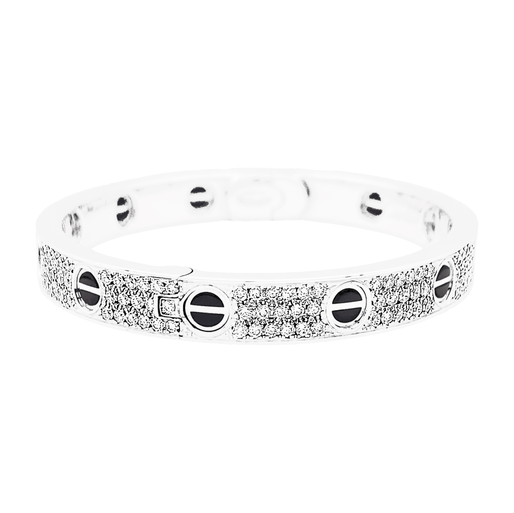 Bracelet Cartier, "Love", or blanc et diamants.  3