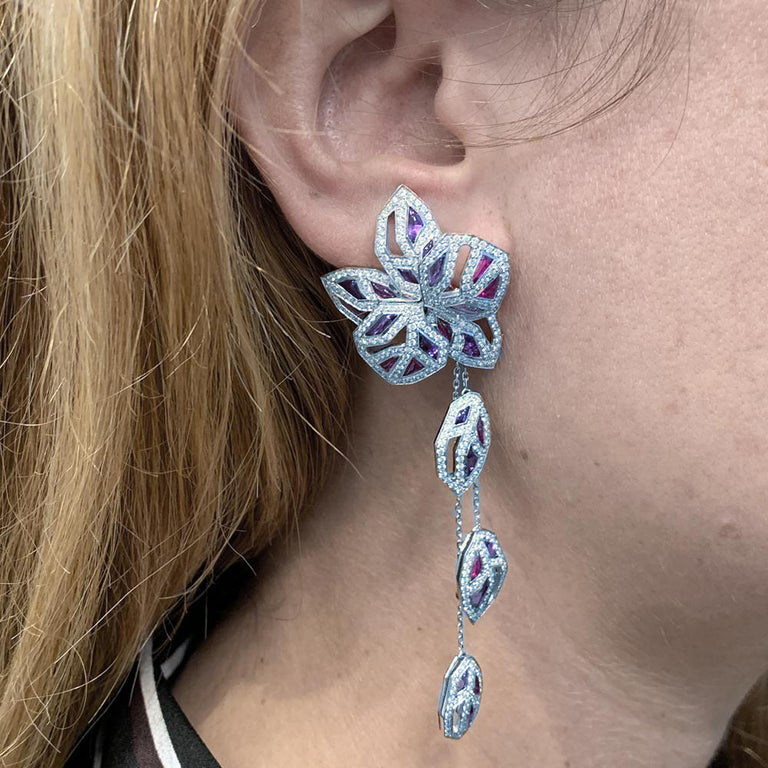 Boucles d'oreilles Cartier Caresse d'Orchidée en or blanc 7