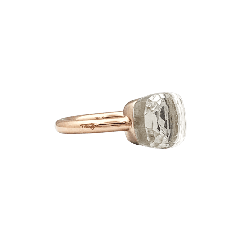 Bague Pomellato, "Nudo Classique", deux ors et topaze blanche.  2
