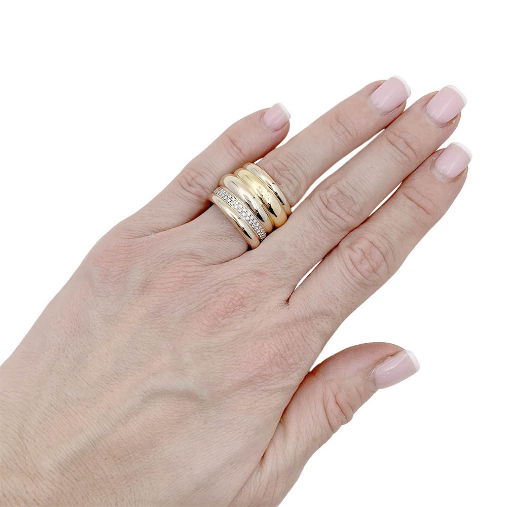 Bague Pomellato, "Tubolare", deux ors et diamants. 5