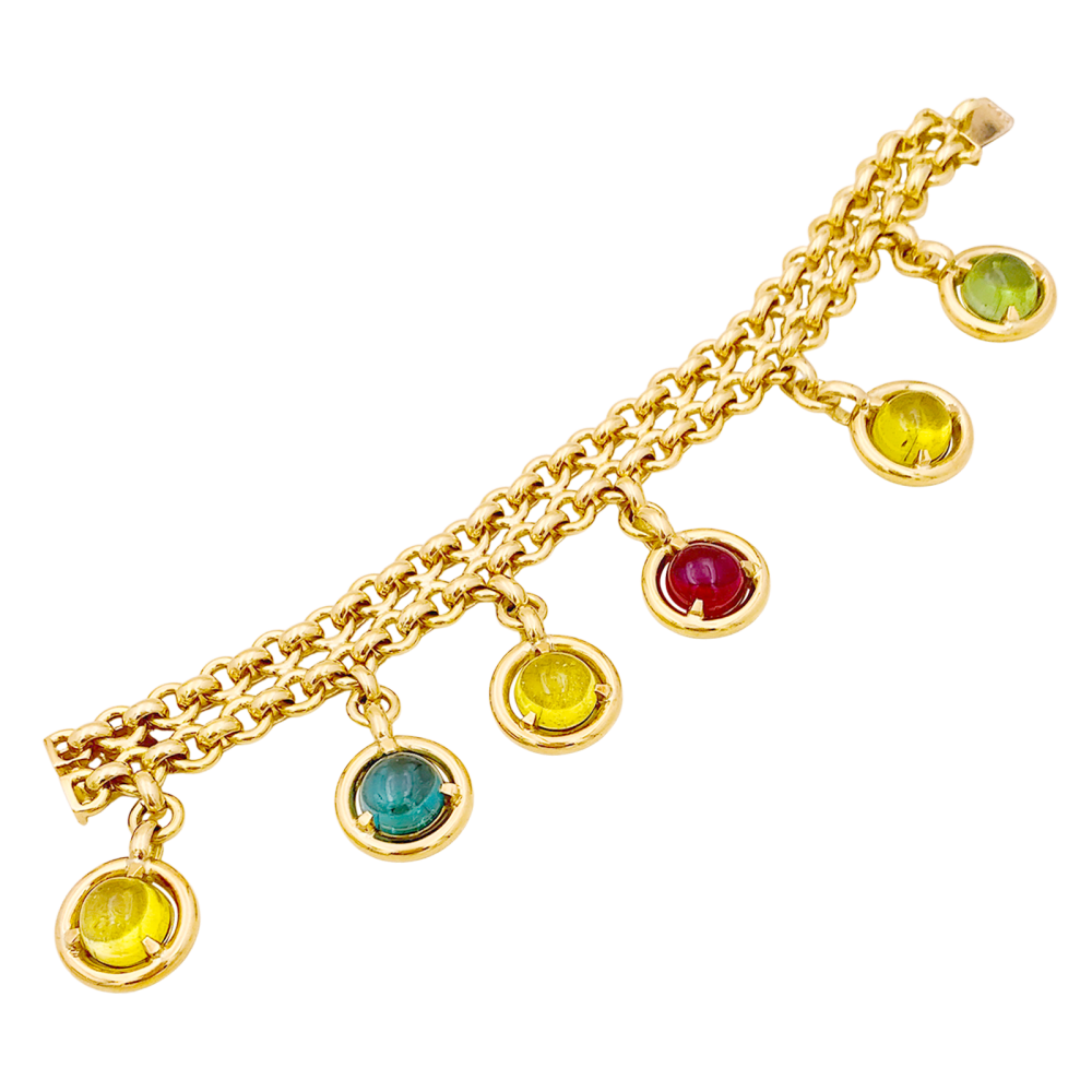 Bracelet or jaune, tourmalines de couleur. 1