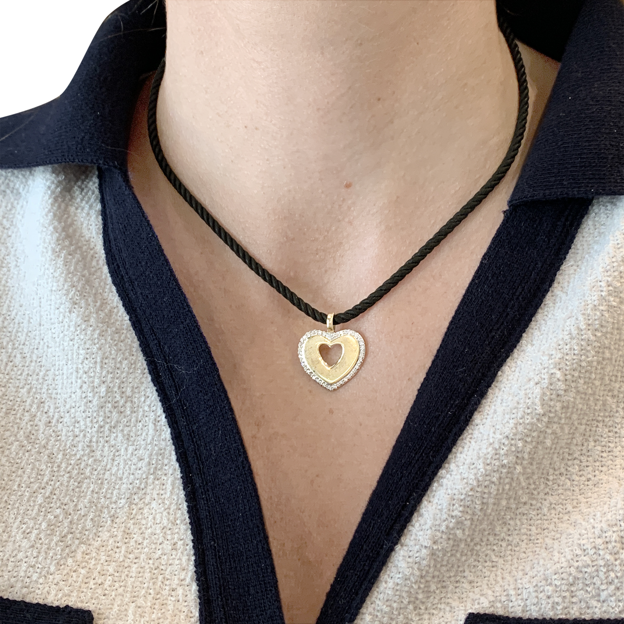 Pendentif Poiray "Coeur Secret" en deux tons d'ors et diamants.  5