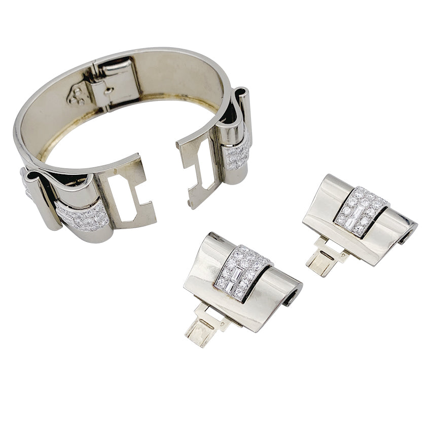 Bracelet Art Déco René Boivin, platine, or blanc, diamants. 9