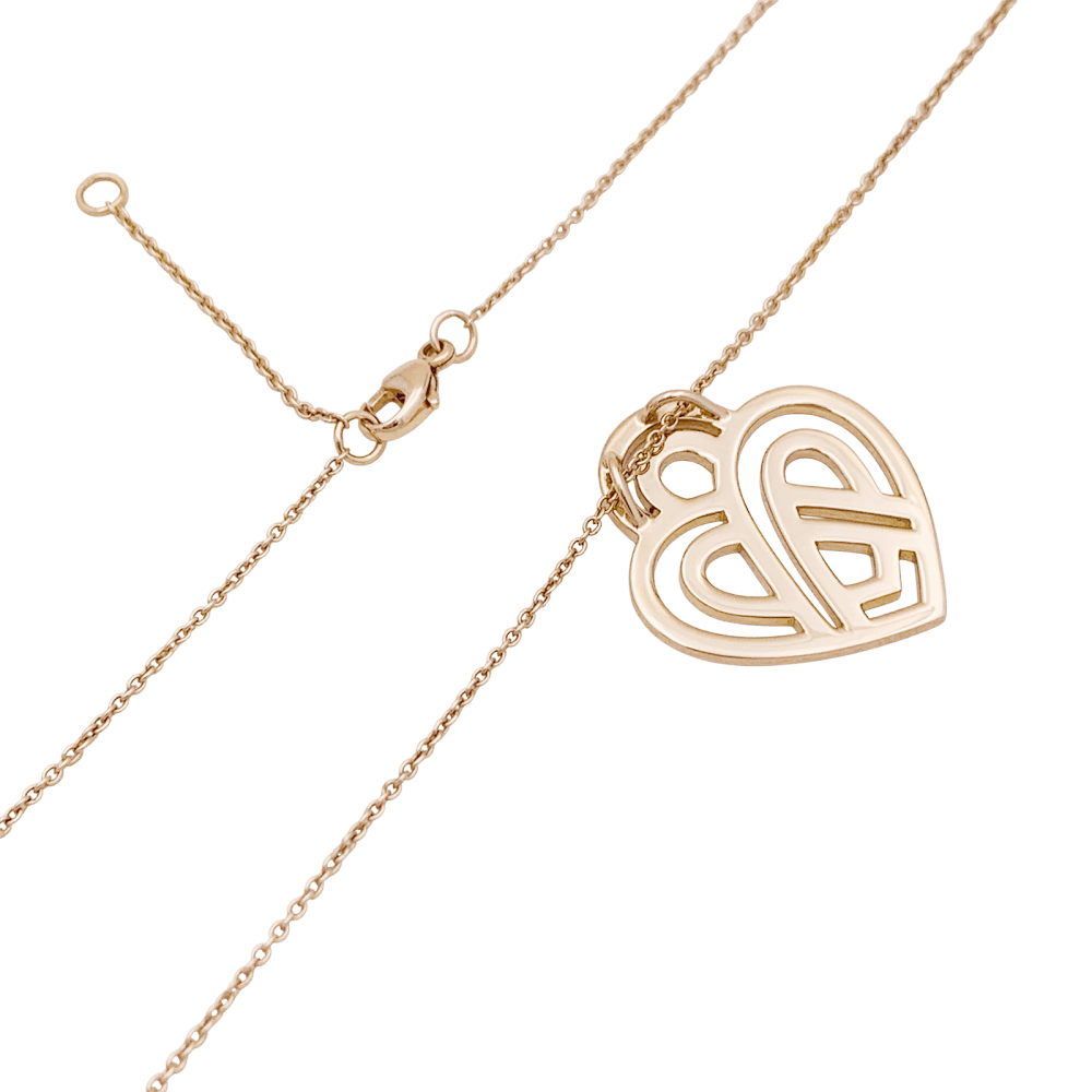 Collier Poiray, "Coeur entrelacé", or rose et diamants.  3