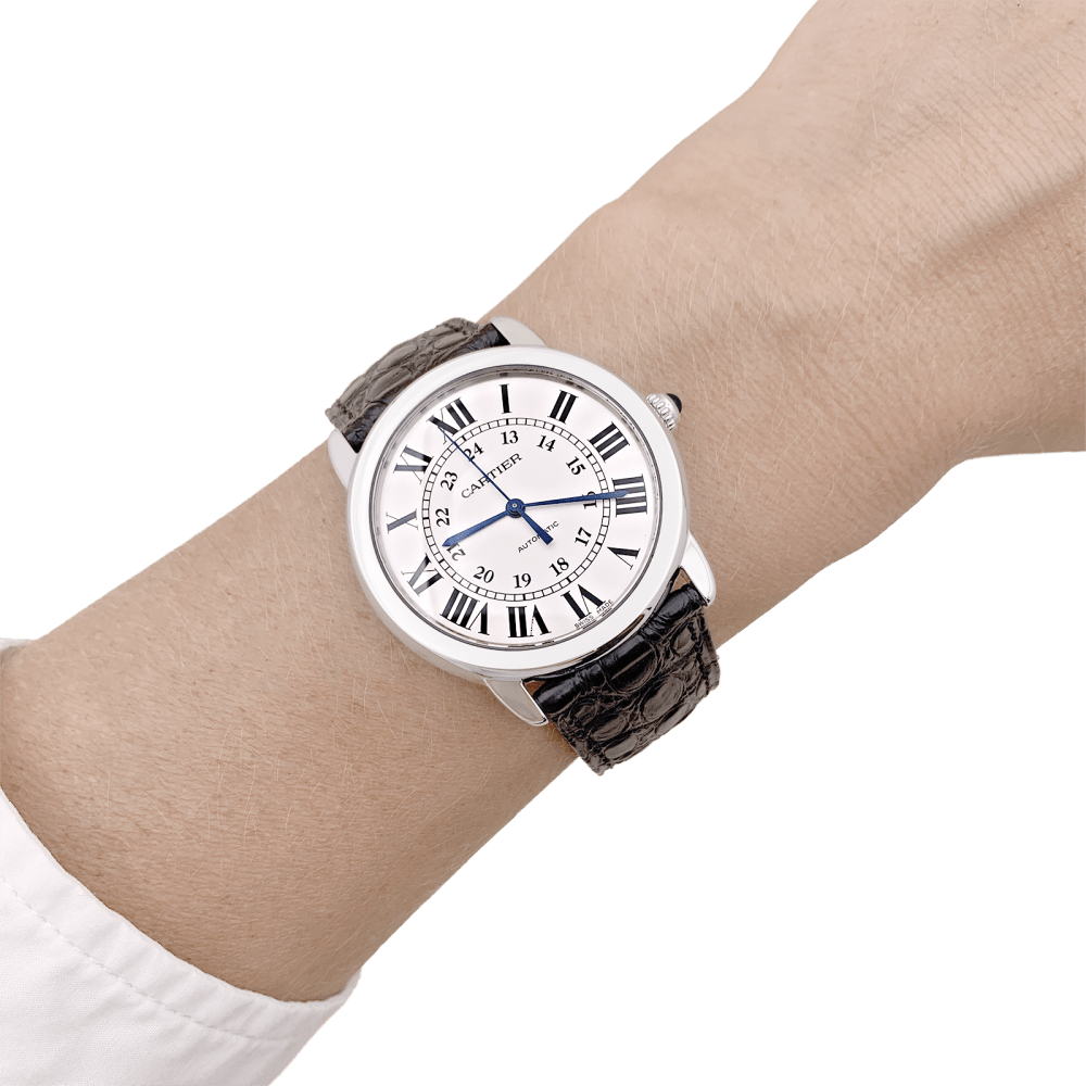 Montre Cartier, "Ronde Solo", acier, cuir.  6