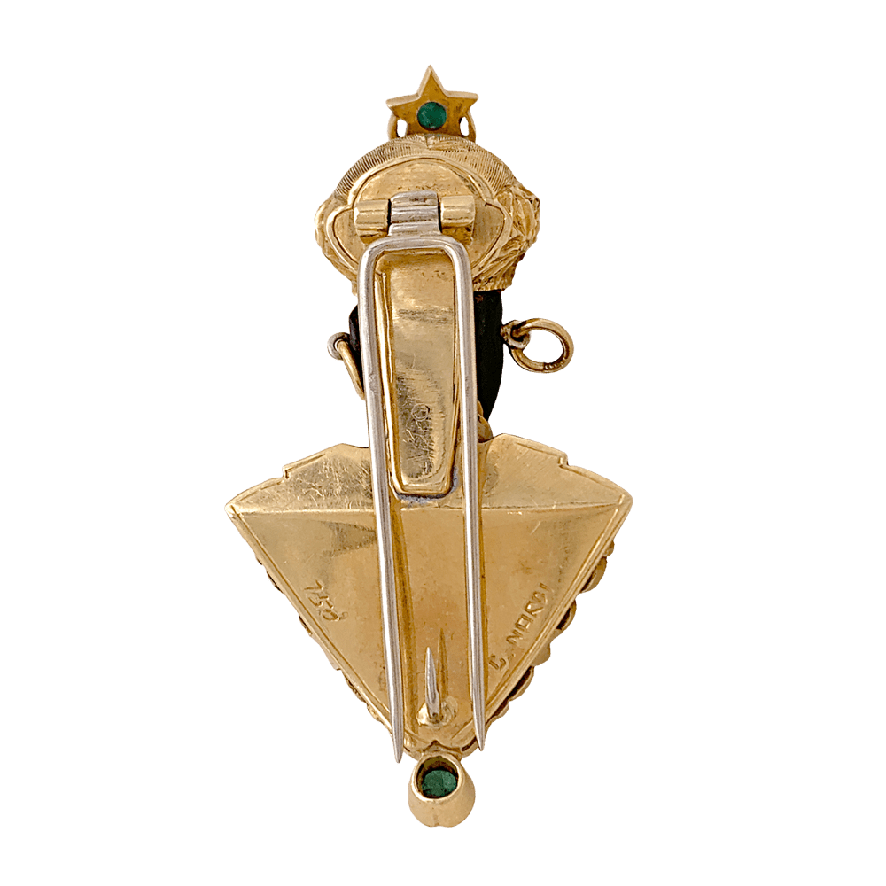 Broche G.NARDI, "Moretto", or jaune, émeraudes, ébène. 5