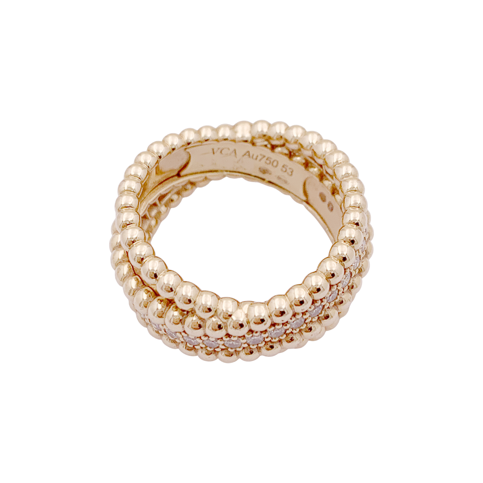 Bague VAN CLEEF ET ARPELS,"Duo Perlée", or rose, diamants.  5