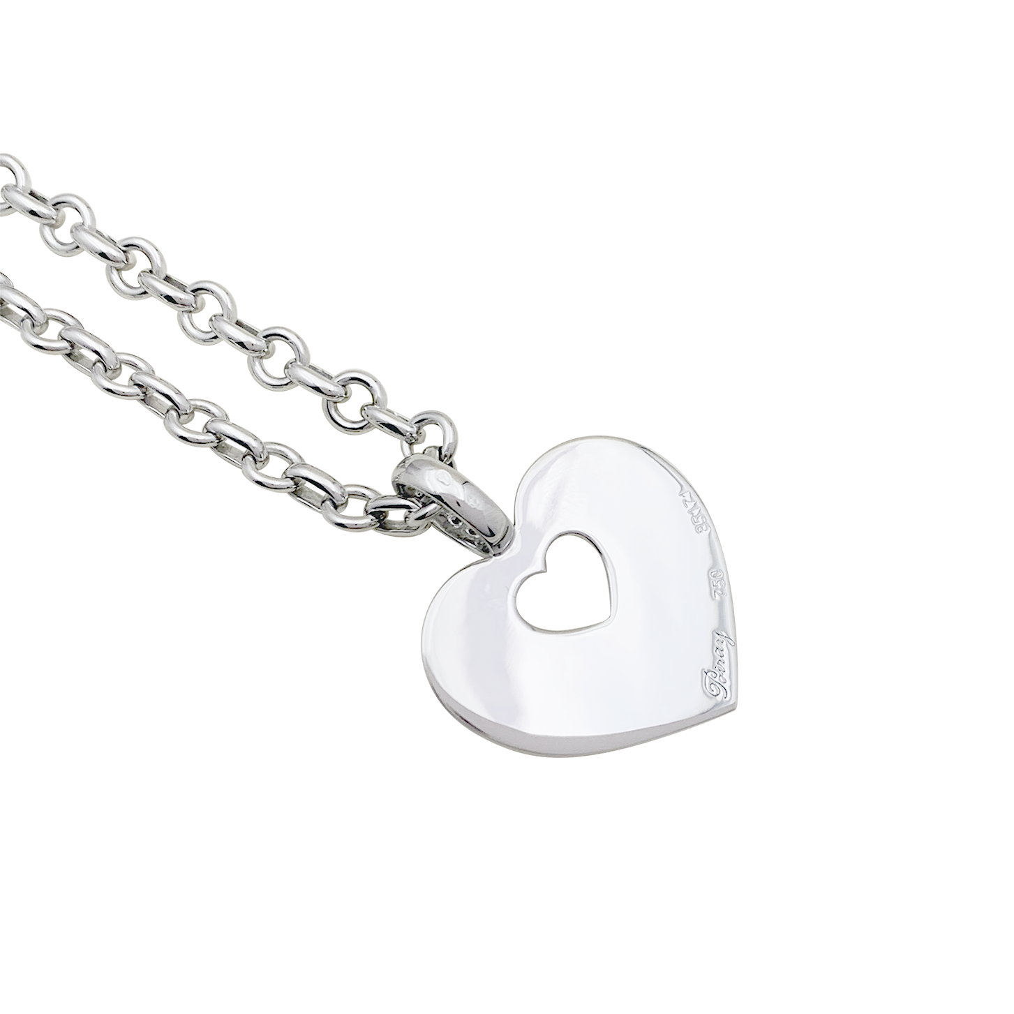 Collier Poiray "Coeur Secret" or blanc, diamants. 4