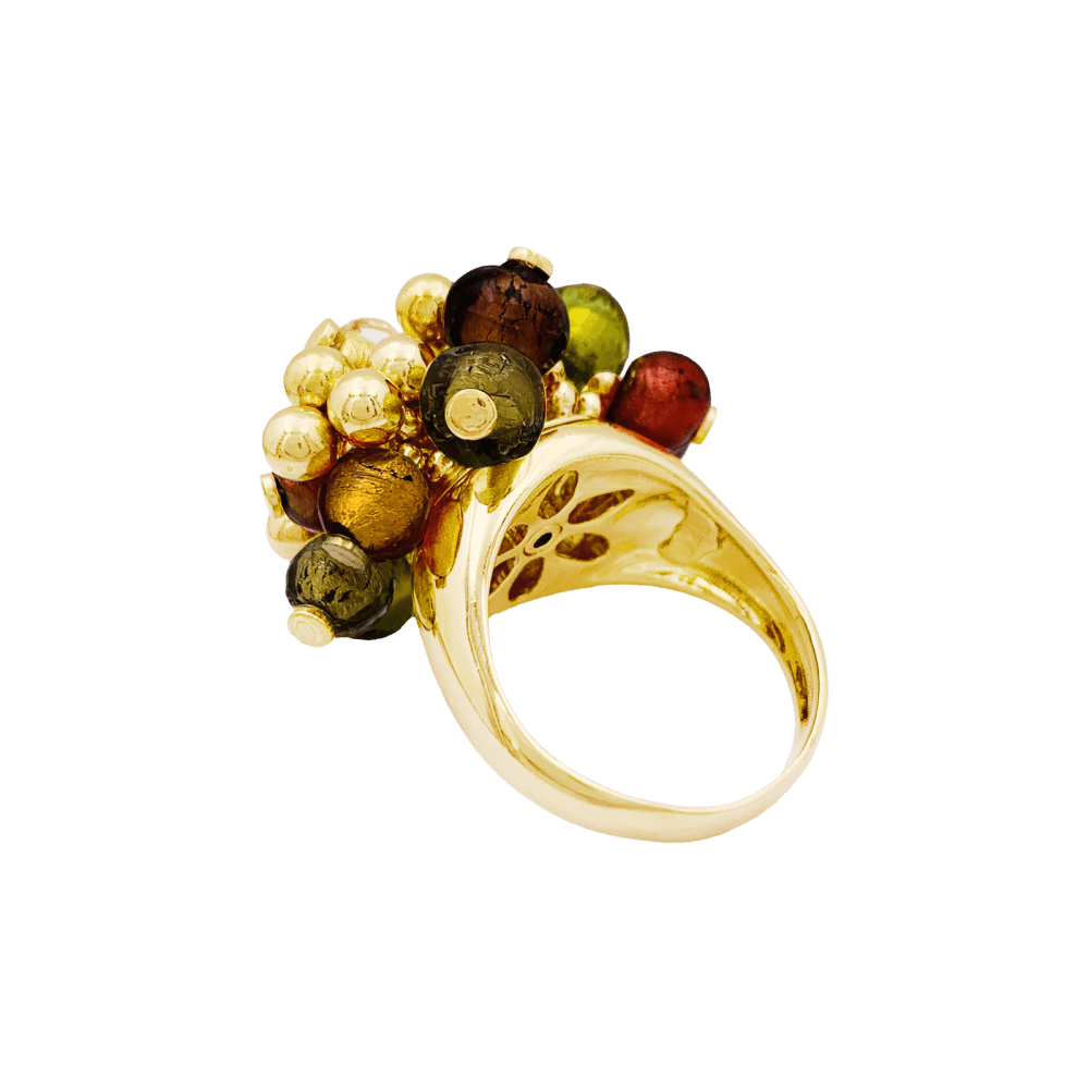 Bague vintage, "Pompon", or jaune, verre.  3