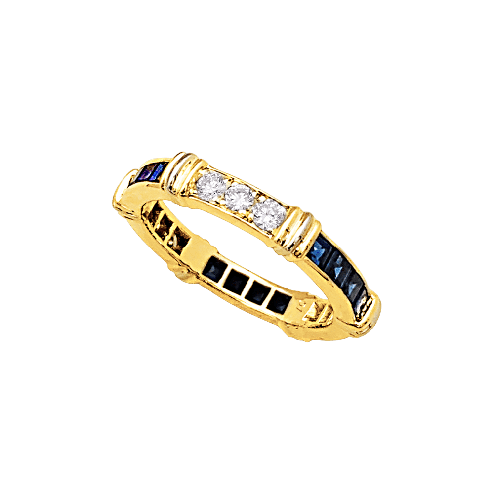 Bague Cartier, "Psychée", or jaune, diamants, saphirs. 3