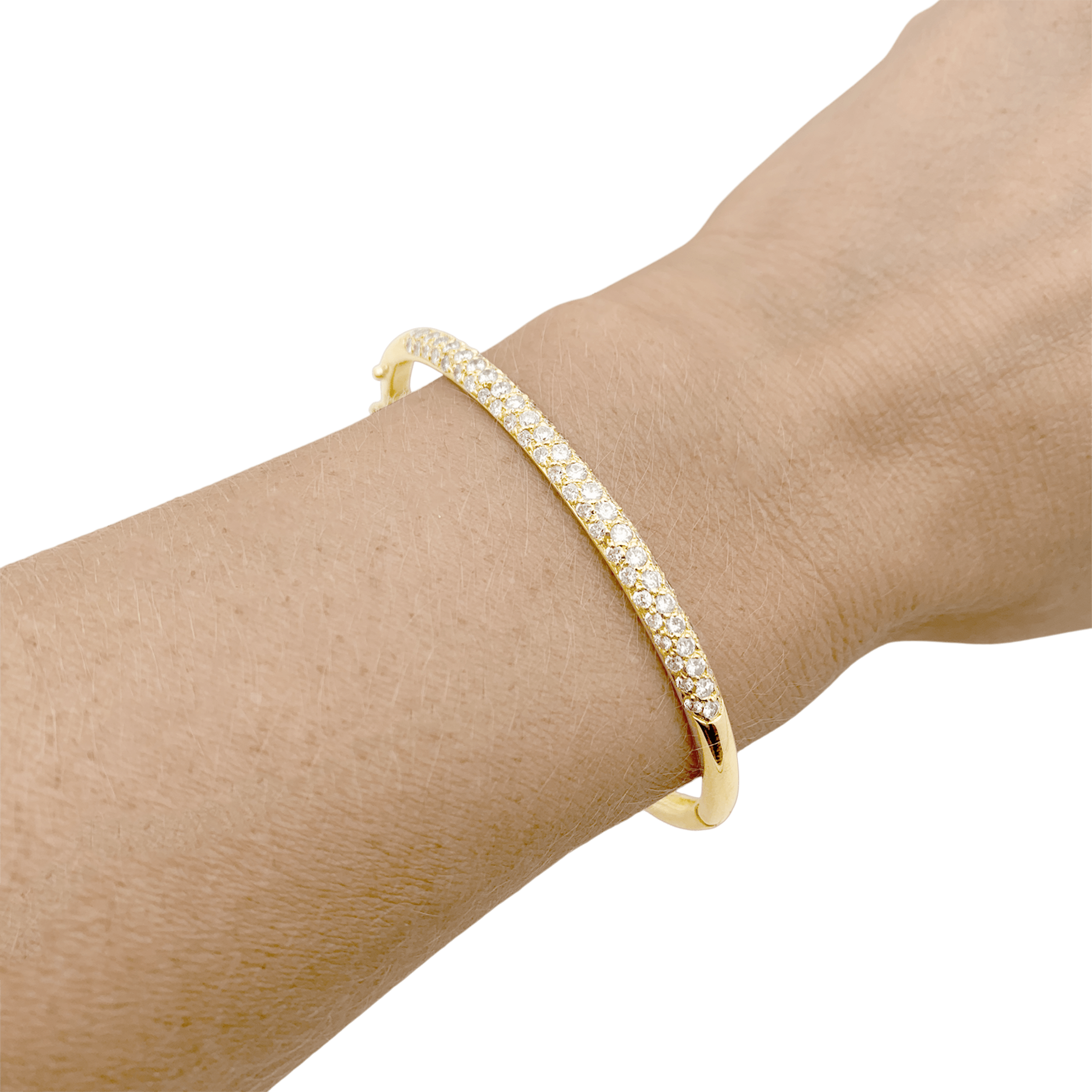 Bracelet jonc en or jaune et diamants.  5