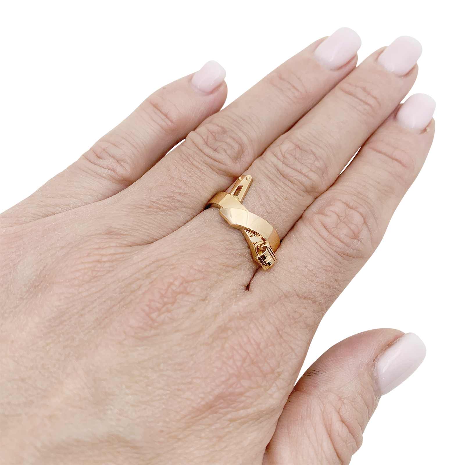 Bague Hermès "Kelly Gavroche" or rose. 4