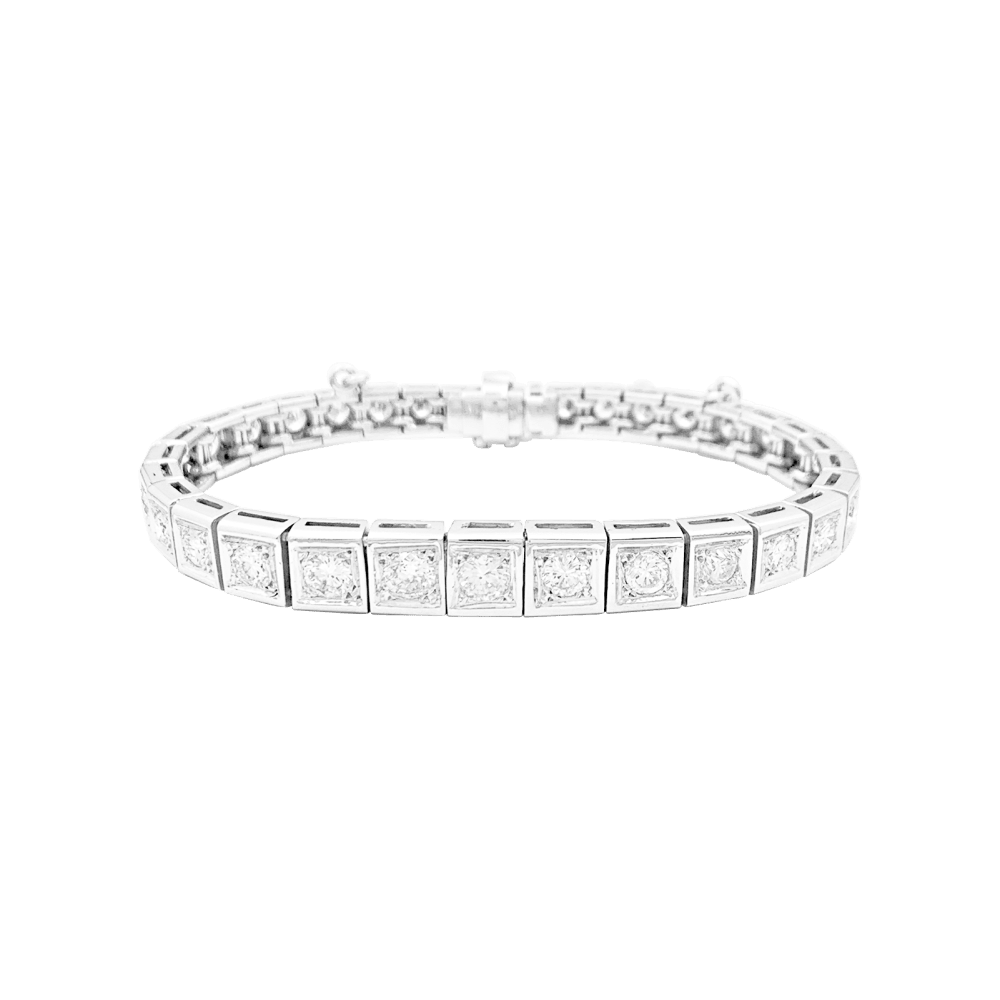 Bracelet ligne en or blanc, 4 carats de diamants. 1