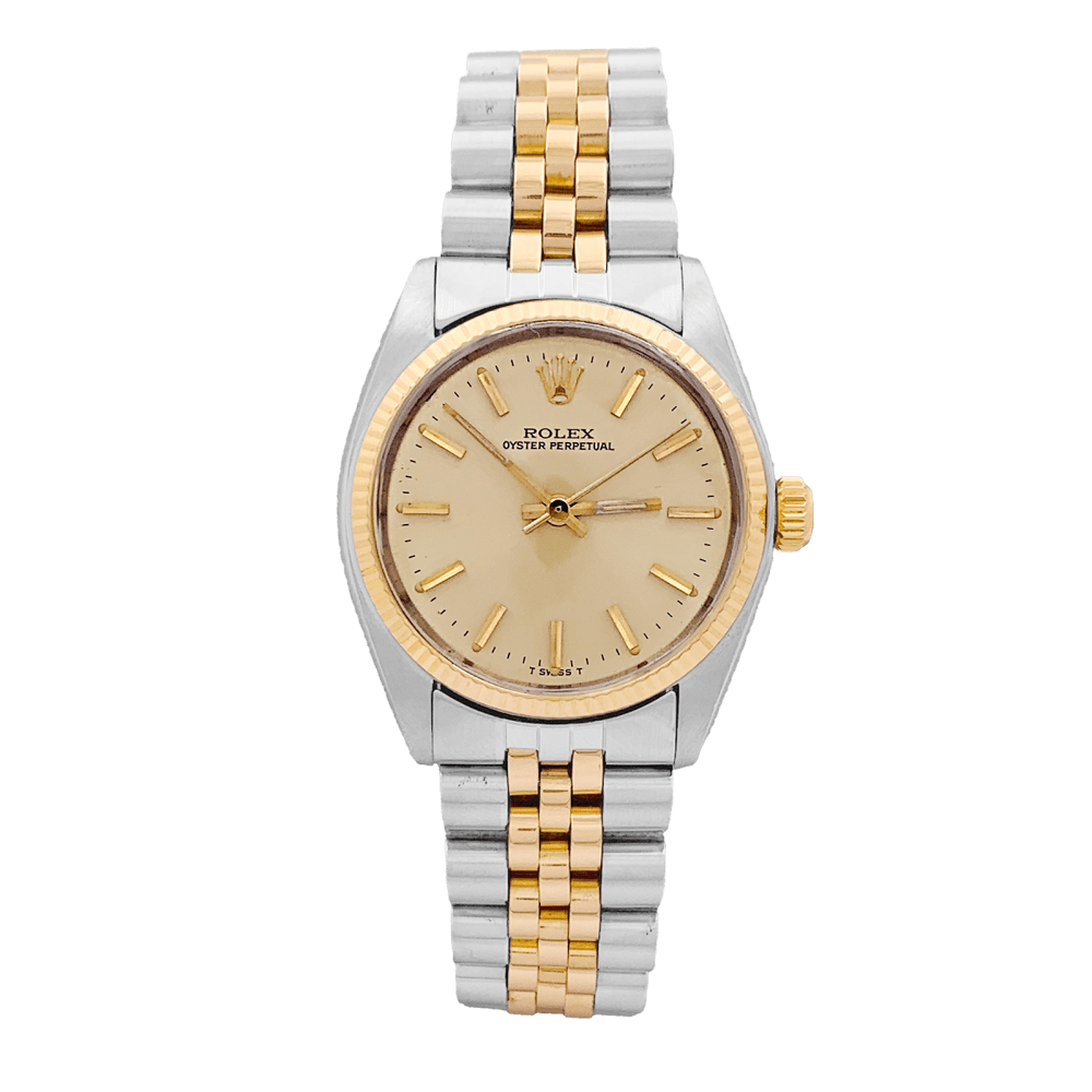 Montre Rolex, "Oyster Perpetual", or jaune et acier.  1