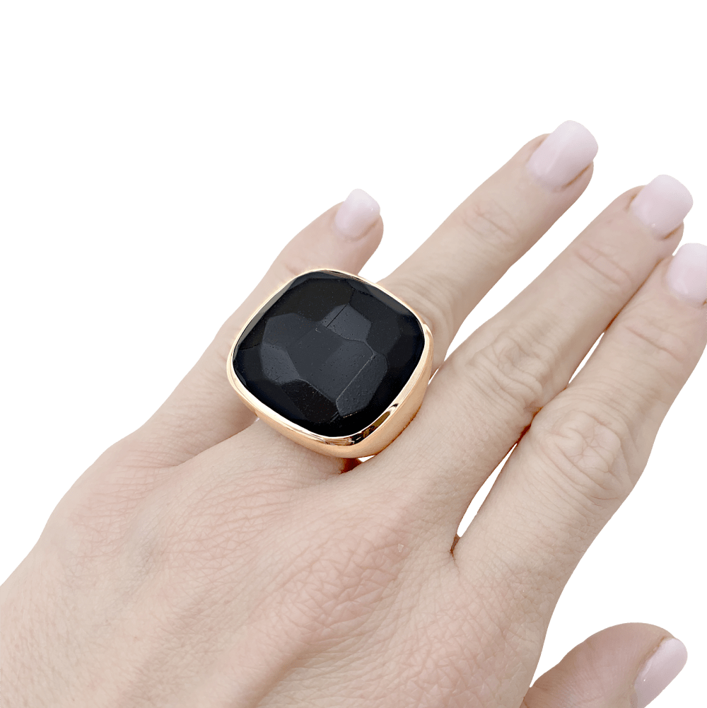 Bague Pomellato "Victoria", or rose, jais. 6