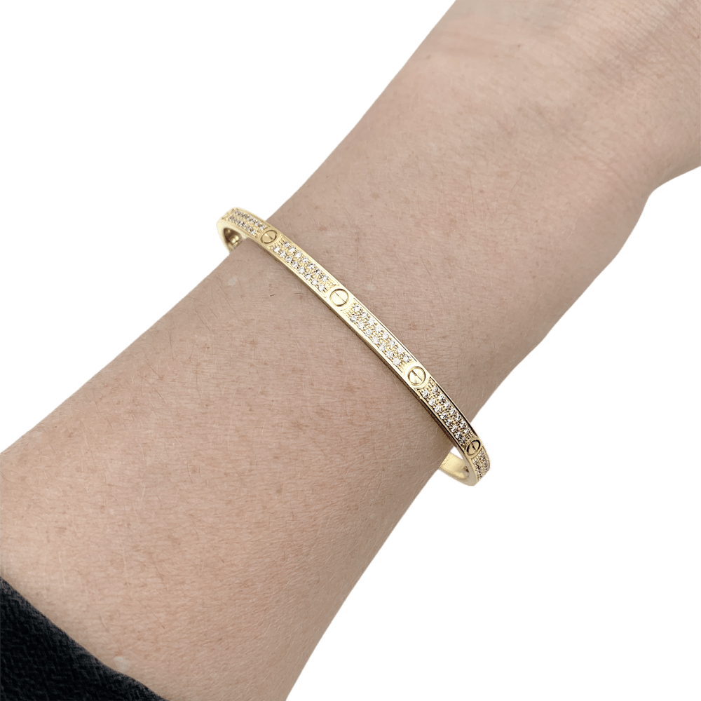 Bracelet CARTIER, "Love", or jaune, diamants.  6
