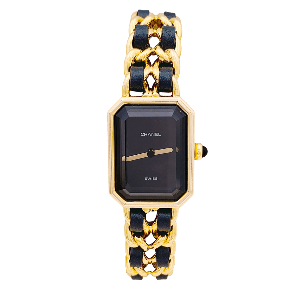 Montre Chanel, "Première", plaqué or, cuir.  1